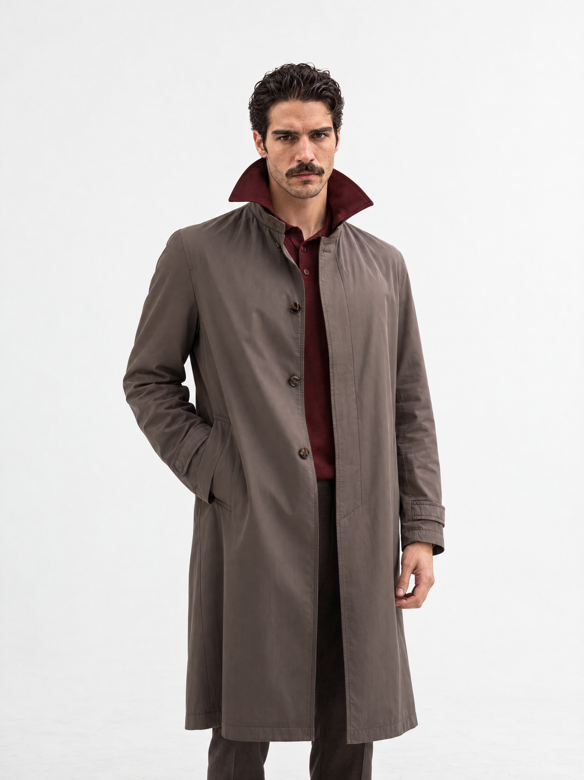 Antrasit Miralay Trenchcoat, önden görünüm