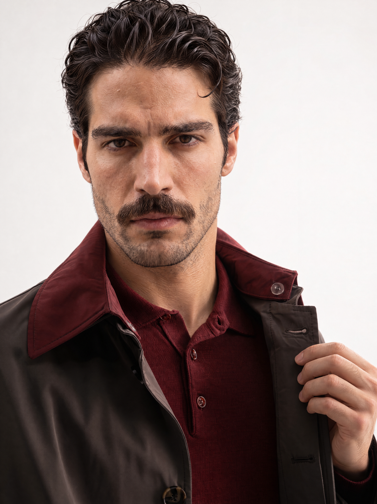 Antrasit Miralay Trenchcoat: yaka